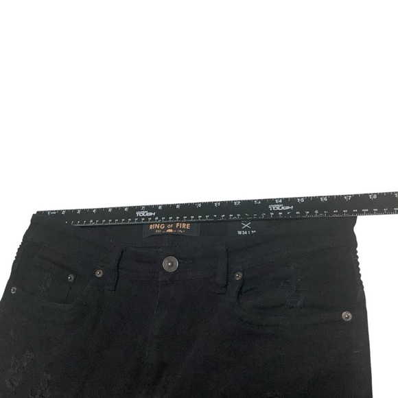 Ring of Fire Slim Fit Jeans Sz 34W 30L Black - Picture 4 of 9